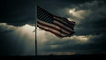 golvend Amerikaans vlag symboliseert patriottisme en vrijheid gegenereerd door ai foto