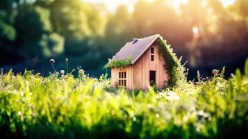 model- huis te midden van de bomen - generatief ai foto