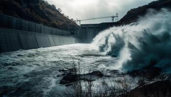 hydro generator bevoegdheden landschap, tanken alternatief energie industrie gegenereerd door ai foto