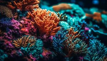 kleurrijk onderwater- rif krioelt met zee leven gegenereerd door ai foto