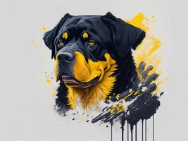 een gedetailleerd illustratie koel Ninja rottweil en hond gezicht t overhemden ontwerp en stickers ai gegenereerd foto