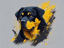 een gedetailleerd illustratie koel Ninja rottweil en hond gezicht t overhemden ontwerp en stickers ai gegenereerd foto