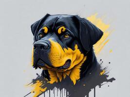 een gedetailleerd illustratie koel Ninja rottweil en hond gezicht t overhemden ontwerp en stickers ai gegenereerd foto