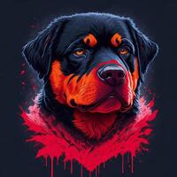 een gedetailleerd illustratie koel Ninja rottweil en hond gezicht t overhemden ontwerp en stickers ai gegenereerd foto