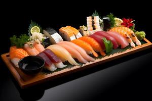 divers soorten van sushi, generatief ai. foto