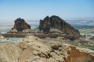 visie van de top van jabel hafeet berg - vae. foto