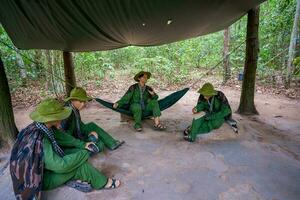 de cu chi tunnels waren de viet cong's baseren van operaties voor de tet aanvallend in 1968. beroemd toerist attractie in Vietnam. voorraad foto