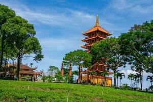 mooi architectuur van knuppel nee pagode in bao plaats stad foto