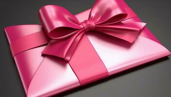 glimmend geschenk doos gebonden met satijn boog, perfect verjaardag Cadeau gegenereerd door ai foto