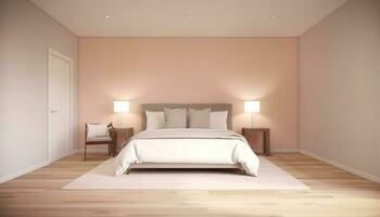 luxe hotel suite met modern ontwerp, comfortabel beddengoed, en elegant decor gegenereerd door ai foto