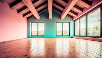 modern appartement met schoon parket vloeren en natuurlijk hout materialen gegenereerd door ai foto