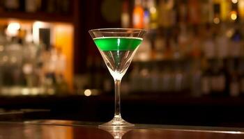 modern bar teller weerspiegelt elegantie van nachtleven met vers cocktails gegenereerd door ai foto