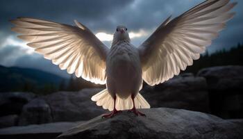 een vogel vrijheid in midden lucht, verspreiden Vleugels in natuur schoonheid gegenereerd door ai foto