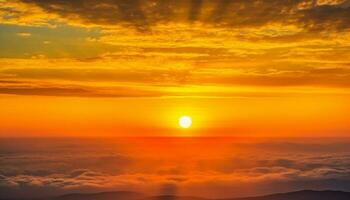 levendig zonsondergang lucht weerspiegelt schoonheid van natuur in rustig landschap gegenereerd door ai foto