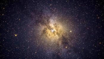 gloeiend ster spoor in diep ruimte, verlichte door supernova explosie gegenereerd door ai foto