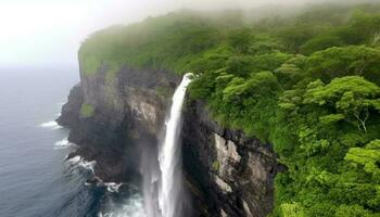 majestueus berg bereik, hoog omhoog gezichtspunt, schoonheid in natuur gegenereerd door ai foto