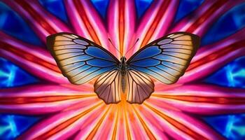 levendig vlinder Vleugels vitrine natuur schoonheid in multi gekleurde patronen gegenereerd door ai foto