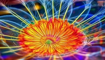 levendig abstract bloem hoofd in multi gekleurde beweging Aan futuristische backdrop gegenereerd door ai foto