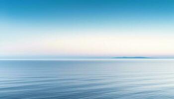 rustig tafereel van golfde water en helder zonsondergang over- kustlijn gegenereerd door ai foto