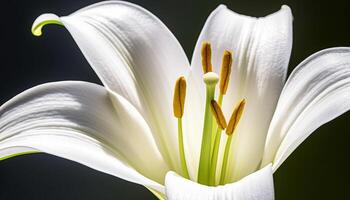 groen madeliefje Aan zwart, schoonheid in natuur, focus voorgrond gegenereerd door ai foto