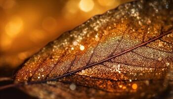 levendig herfst bladeren reflecteren in dauw druppels, natuur decoratie gegenereerd door ai foto