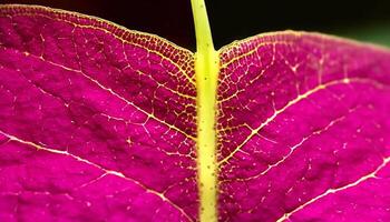 levendig blad ader patroon, macro dichtbij omhoog van biologisch fabriek gegenereerd door ai foto