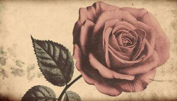 romantisch boeket van oud fashioned bloemen Aan gebrandschilderd papier backdrop gegenereerd door ai foto
