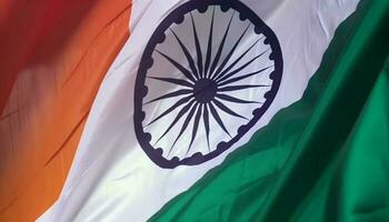 golvend gestreept Indisch vlag symboliseert nationaal trots en patriottisme gegenereerd door ai foto
