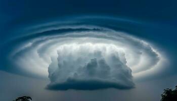 dramatisch lucht over- horizon, onheilspellend storm wolk signalen Gevaar verder gegenereerd door ai foto