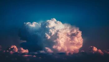 levendig cumulus wolken verf dramatisch lucht in idyllisch zomer landschap gegenereerd door ai foto