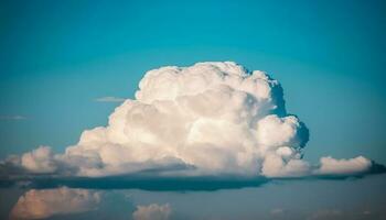 pluizig cumulus wolken vullen de blauw zomer lucht, idyllisch schoonheid gegenereerd door ai foto
