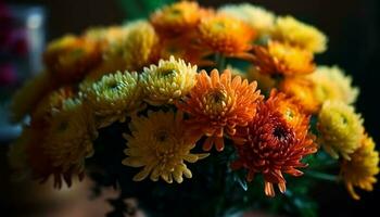 de levendig schoonheid van een multi gekleurde dahlia in vol bloeien gegenereerd door ai foto