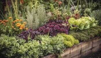 een kleurrijk boeket van vers bloemen in een formeel tuin gegenereerd door ai foto