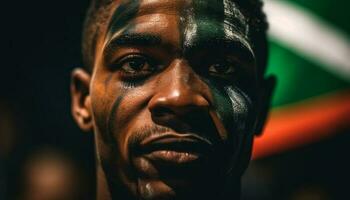 Afrikaanse jong volwassen atleet straalt uit vertrouwen in studio hoofdschot gegenereerd door ai foto