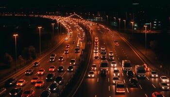 de stad verkeer Bewaren de architectuur van haar wolkenkrabbers gegenereerd door ai foto