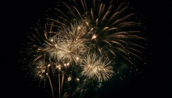 explosief vuurwerk Scherm ontsteekt vreugde in levendig zomer viering gegenereerd door ai foto