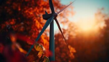 wind turbines draaien, stroomvoorziening duurzame middelen voor landelijk landbouw ontwikkeling gegenereerd door ai foto