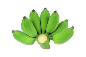 groep van groene kleur rauwe bananen geïsoleerd op een witte achtergrond