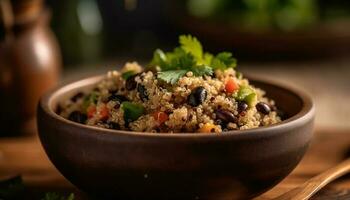 vers vegetarisch salade met quinoa en bulgur tarwe gegenereerd door ai foto