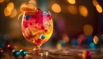 verfrissend cocktail glas met ijs en fruit gegenereerd door ai foto