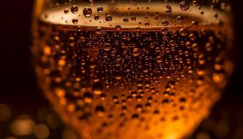 gouden bubbels in bier glas, verfrissend drinken gegenereerd door ai foto