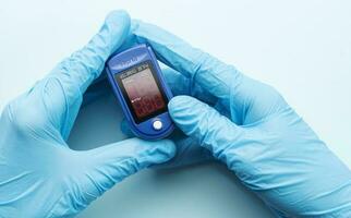 pulse oximeter in dokter hand- foto