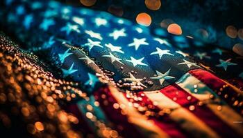 helder Amerikaans vlag symbool verlicht patriottisch viering gegenereerd door ai foto
