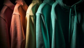 multi gekleurde kledingstukken in winkel verzameling voor mannen gegenereerd door ai foto