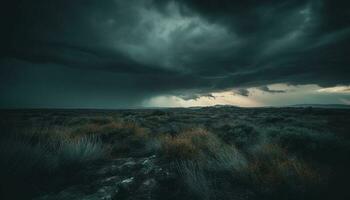 dramatisch lucht over- berg, onheilspellend schoonheid in natuur gegenereerd door ai foto