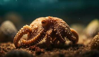schattig Octopus voelhoorn grijpen kleurrijk koraal rif gegenereerd door ai foto