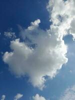 wit wolken in de blauw lucht. mooi helder blauw achtergrond. licht bewolkt, mooi zo het weer. gekruld wolken Aan een zonnig dag. foto