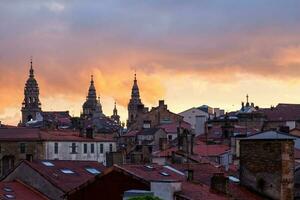 Santiago de compostela Bij zonsondergang foto