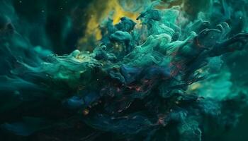 onderwater- dier in blauw vloeistof, abstract chaos gegenereerd door ai foto