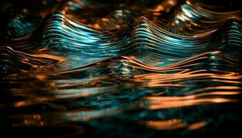 glimmend blauw Golf patroon weerspiegelt natuur beweging gegenereerd door ai foto